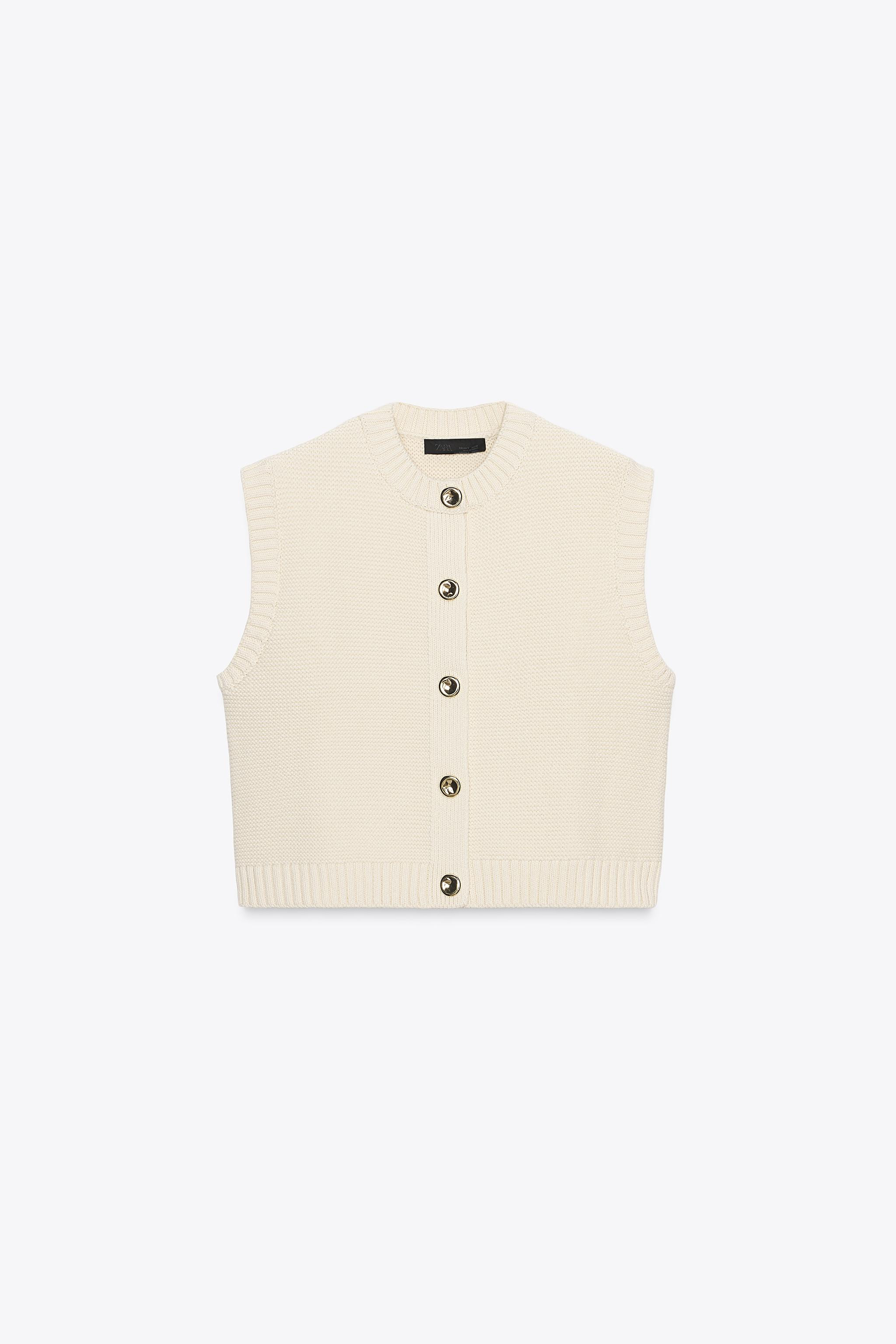 GOLD BUTTON KNIT WAISTCOAT | Zara US