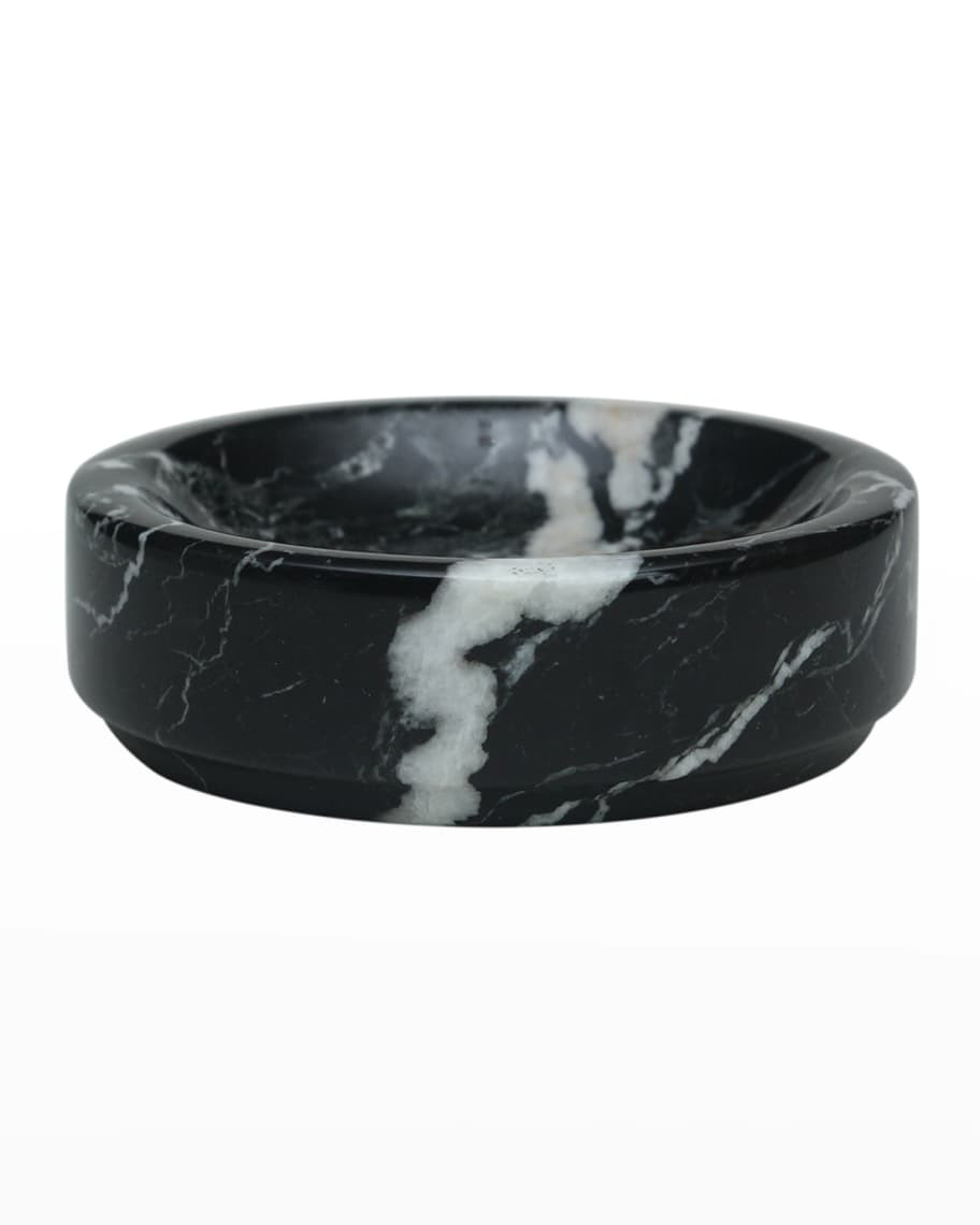 Marble Crafter Eris Collection Black Zebra Marble Soap Dish | Horchow