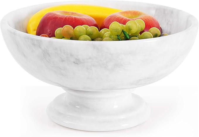 Radicaln Marble Fruit Bowl For Kitchen Counter White 10" Inch Handmade Fruit Dish, Decorative Bow... | Amazon (US)