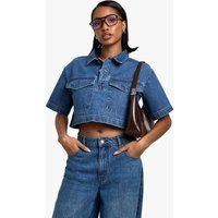 Womens Cropped Denim Shirt - Blue - 12 | boohoo (US & Canada)