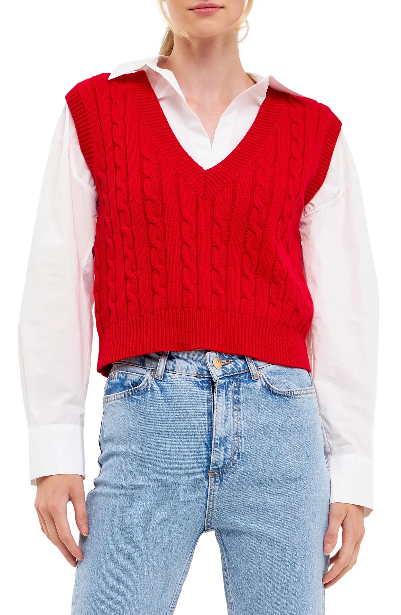 English Factory Cable Sweater Vest | Nordstrom | Nordstrom