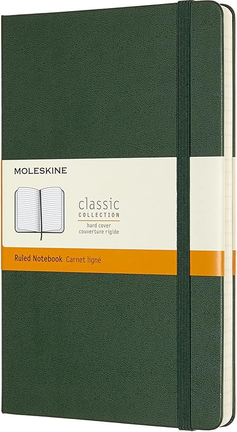 Moleskine Classic Notebook, Hard Cover, Large (5" x 8.25") Ruled/Lined, Myrtle Green, 240 Pages | Amazon (US)