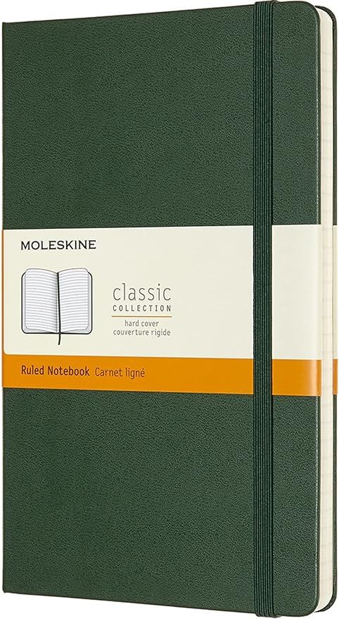 Moleskine Classic Notebook, Hard Cover, Large (5" x 8.25") Ruled/Lined, Myrtle Green, 240 Pages | Amazon (US)