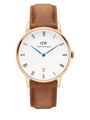 Daniel Wellington - Dapper 18K Rose Goldplated Analog Leather Strap Watch | Lord & Taylor