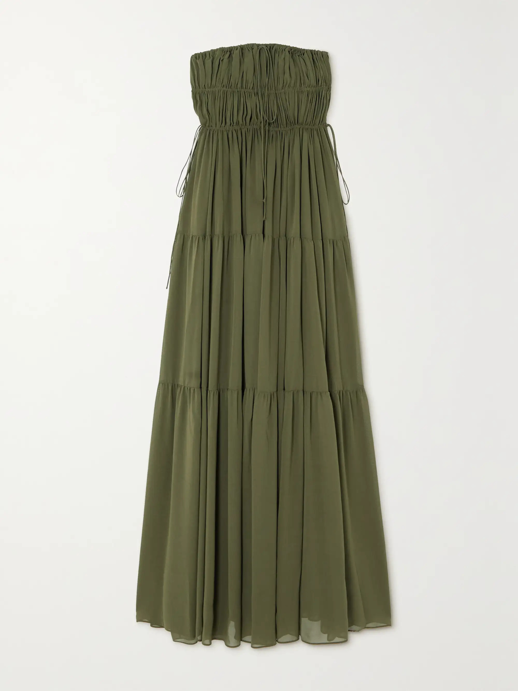 Tiered shirred silk maxi dress | NET-A-PORTER (UK & EU)