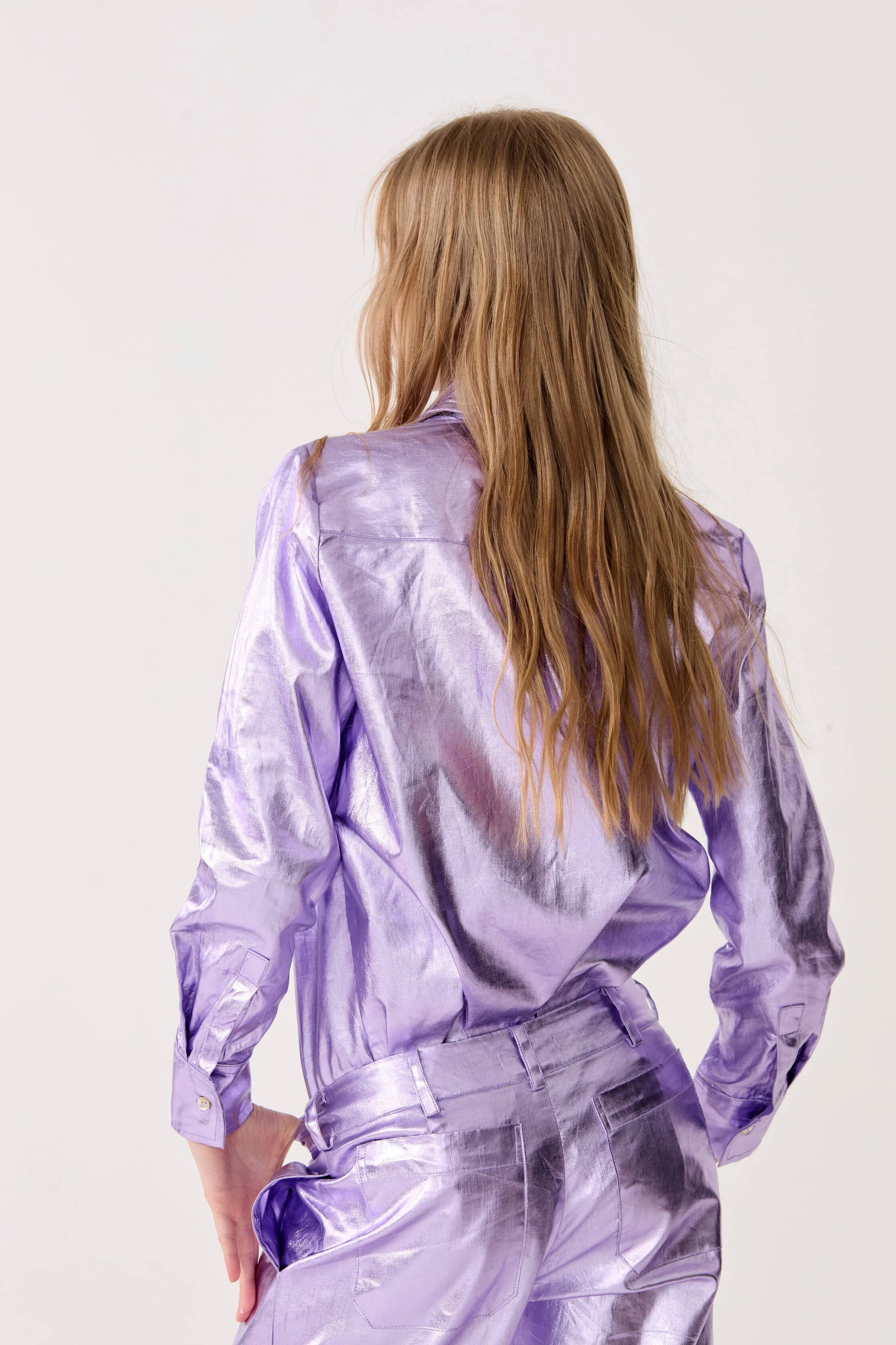 San Marino Metallic Linen Shirt - Violet | Lanhtropy