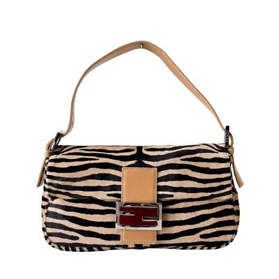 FENDI Baguette in Zebra Printed Pony Hair Shoulder Bag | eBay US