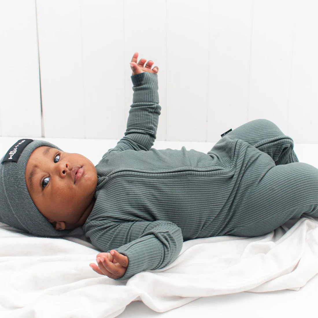 ZIP ROMPER - Slate Ribbed | millie + roo