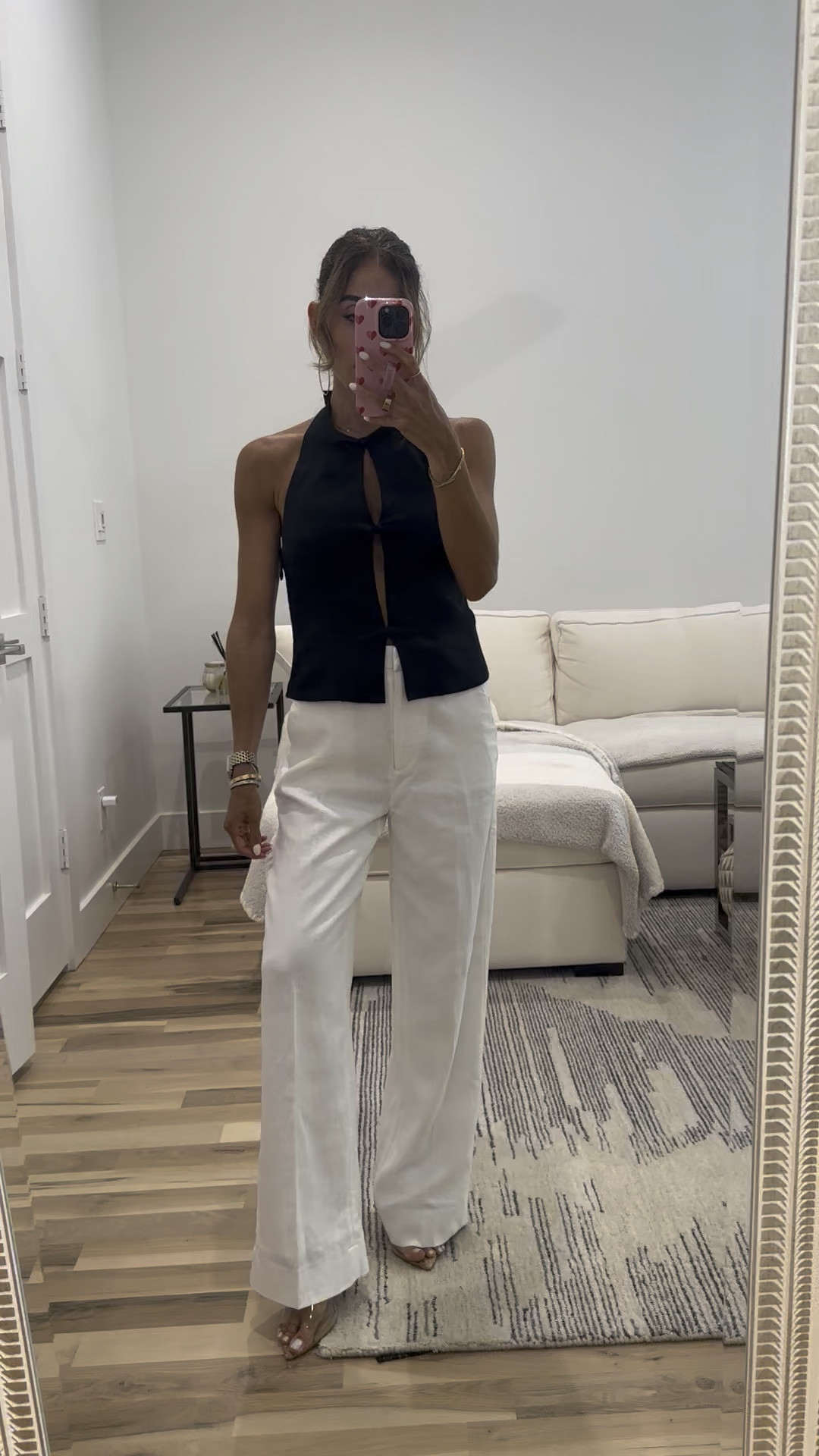 Date night spring outfit halter top on sale vacation size xxs linen pants size 23s code AFLTK 

#LTKSaleAlert #LTKSpringSale #LTKootd