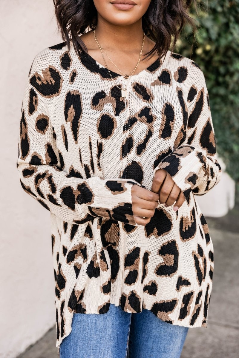 Won't Stop The Chase Animal Print Sweater | The Pink Lily Boutique
