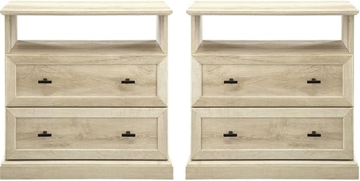 Walker Edison Clyde Classic Rustic 2-Drawer Open-Cubby Nighstands End Side Tables Living Room Bed... | Amazon (US)