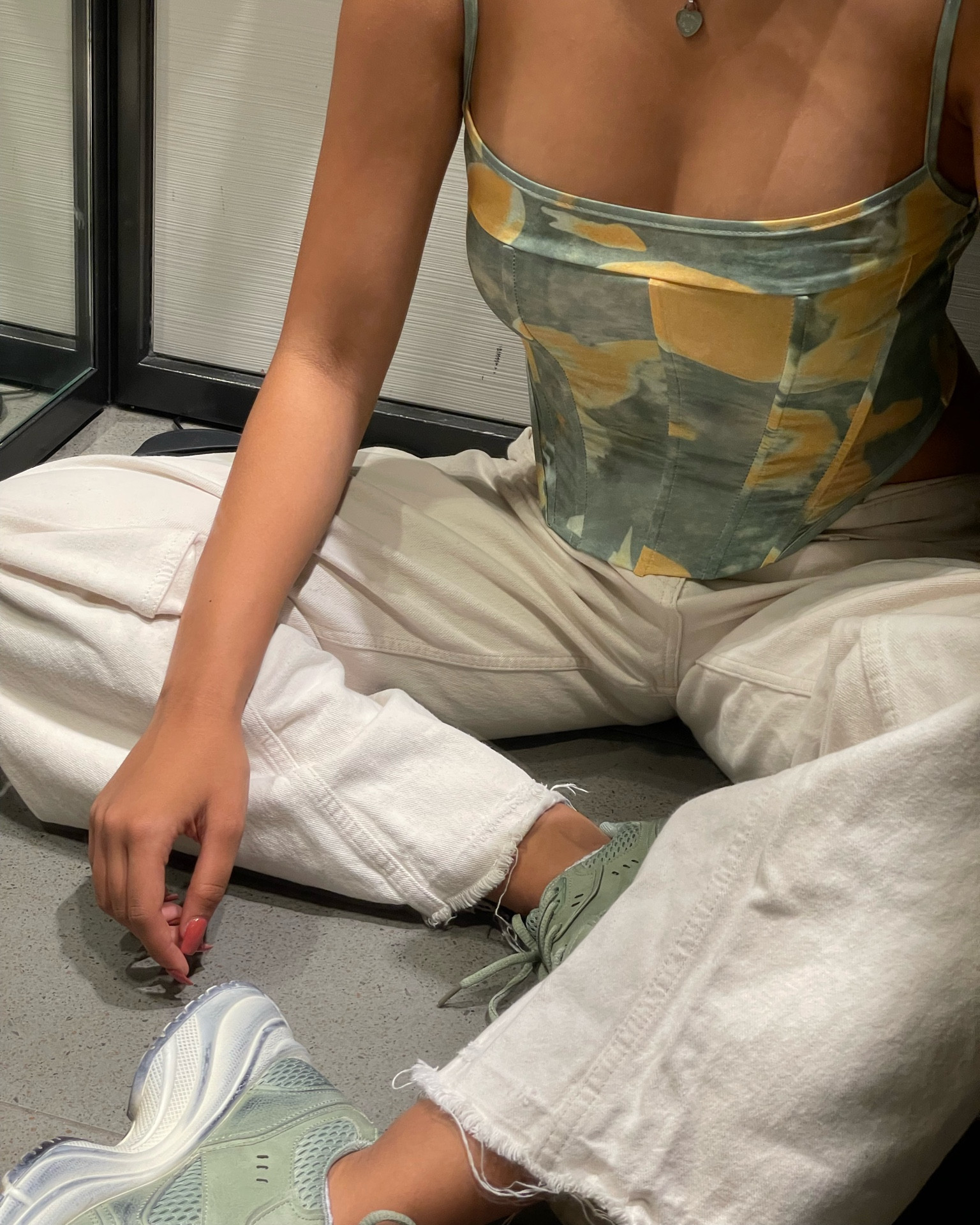 Corset, corset top, floral top, white jeans, low waited jeans, pull and bear, green shoes, green sneakers, cream jeans, casual outfit 

#LTKunder50 #LTKstyletip #LTKFind