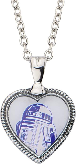 Star Wars Jewelry R2-D2 Stainless Steel Heart Pendant Necklace, 18" (SALES1SWMD), Silver, One Siz... | Amazon (US)