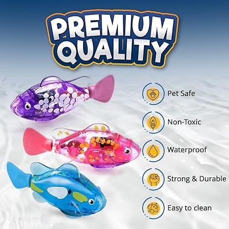 Interactive Cat Toy - Robotic LED Fish 3-Pack | Water-Activated Swimming Simulator | Battery-Oper... | Amazon (US)