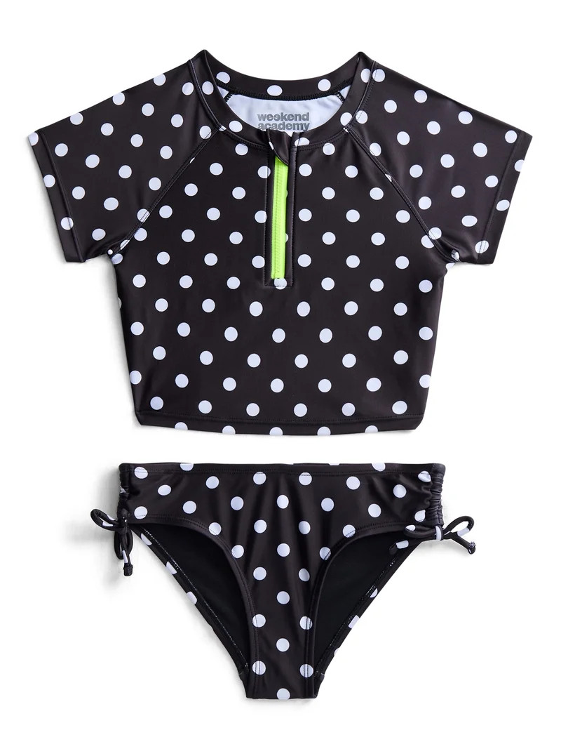 Weekend Academy Girls Short Sleeve Rash Guard and Bottoms Swim Set, 2-Piece, Sizes 4-18 | Walmart (US)