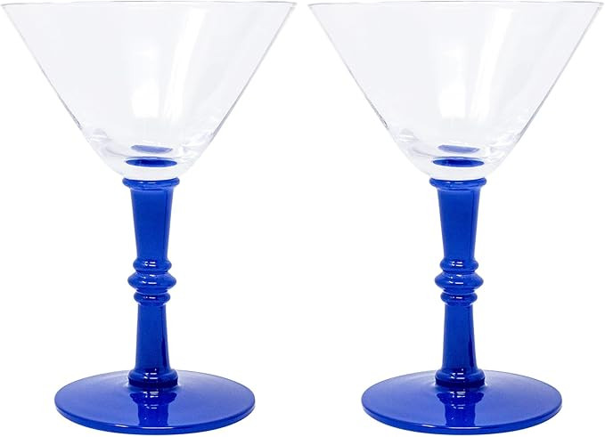 Lilly Pulitzer Colored Glass Martini Glasses with Blue Bamboo Stem, Cute Cocktail/Bar/Coupe Glass... | Amazon (US)