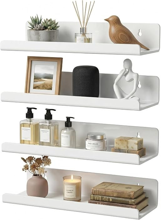 Acrylic Floating Shelves, Adhesive Wall Mount Command Shelves for Bathroom, Kitchen, Dorm - Rente... | Amazon (US)