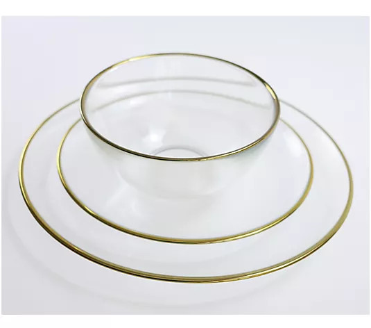 BFF Collection 12-Piece Glass Service for 4 Dinnerware Set w/ GoldtoneTrim - QVC.com | QVC