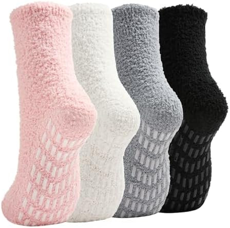 Slipper Socks for Women Men Grip Hospital Socks with Grips Fuzzy Non Slip Warm Womens Gifts | Amazon (US)