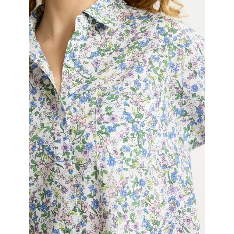 Joyspun Women's and Women’s Plus Woven Shirt and Shorts Pajama Set, Sizes XS to 3X | Walmart (US)