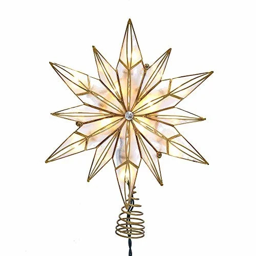 Kurt Adler 10-Light 12-Point Capiz Star and Center Gem Treetop | Walmart (US)