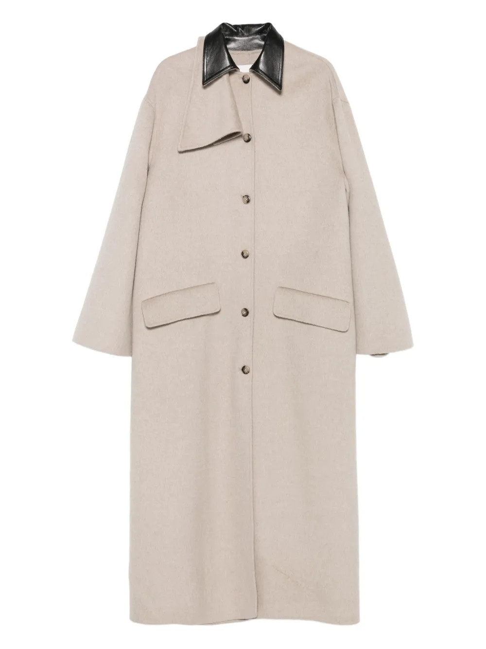 Nanushka contrast-collar button coat - Neutrals | Farfetch Global