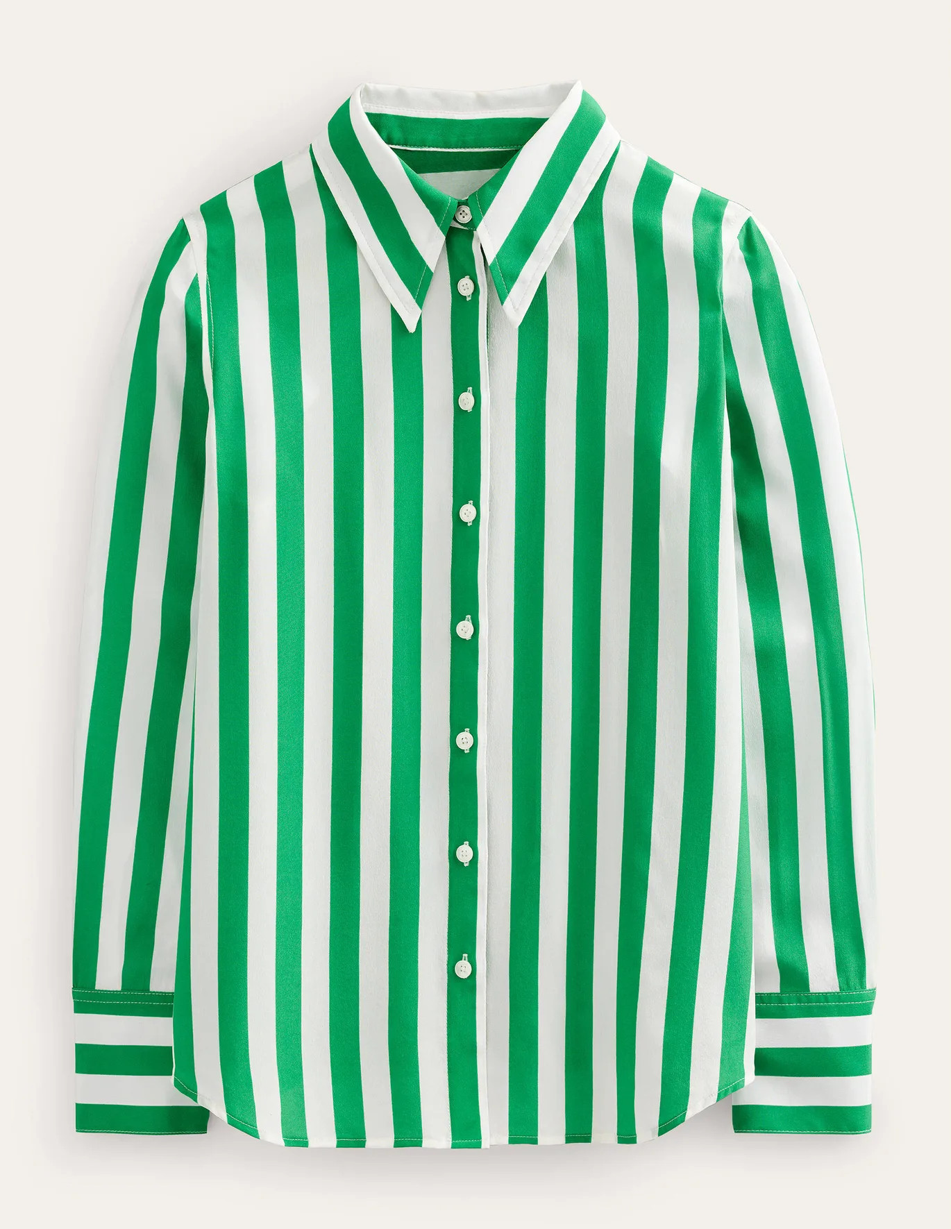 Silk Shirt - Rich Emerald and Ivory Stripe | Boden (US)