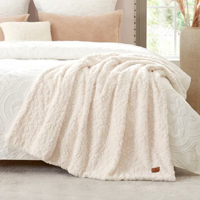 Premium Faux Rabbit Fur Throw Blanket 55"*70" Weighted Softness, Anti-Static, Rose Swirl Pattern, Ideal Gift for Cozy Decor - Cozy Bliss | Target
