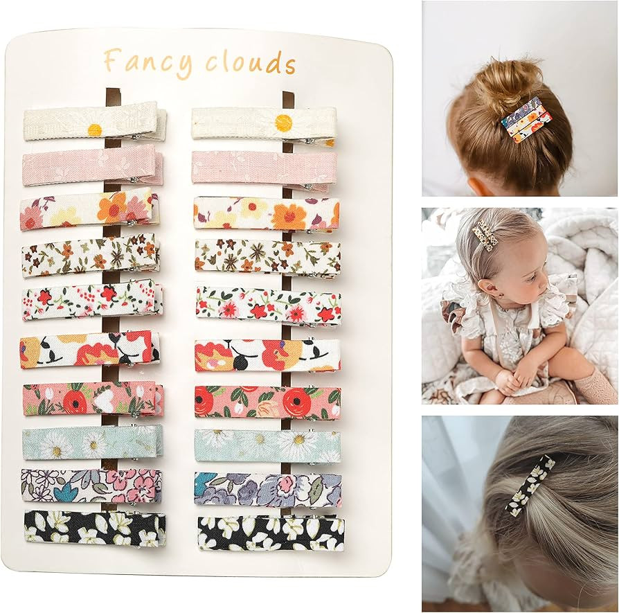 FANCY CLOUDS Hair Clips for Girls Women Toddler Baby,Assorted 20Pcs Flower Fabric Fully Lined Sma... | Amazon (US)