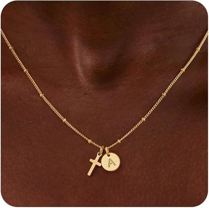 Turandoss Easter Basket Stuffers for Kids Teen Girls, Dainty 14K Gold Plated Disc Initial A-Z Cro... | Amazon (US)