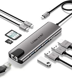 USB C Hub, Lemorele 9 in 1 USB C Hub Multiport Adapter w/Gigabit Ethernet, 100W PD, HDMI 4K, 3 US... | Amazon (US)