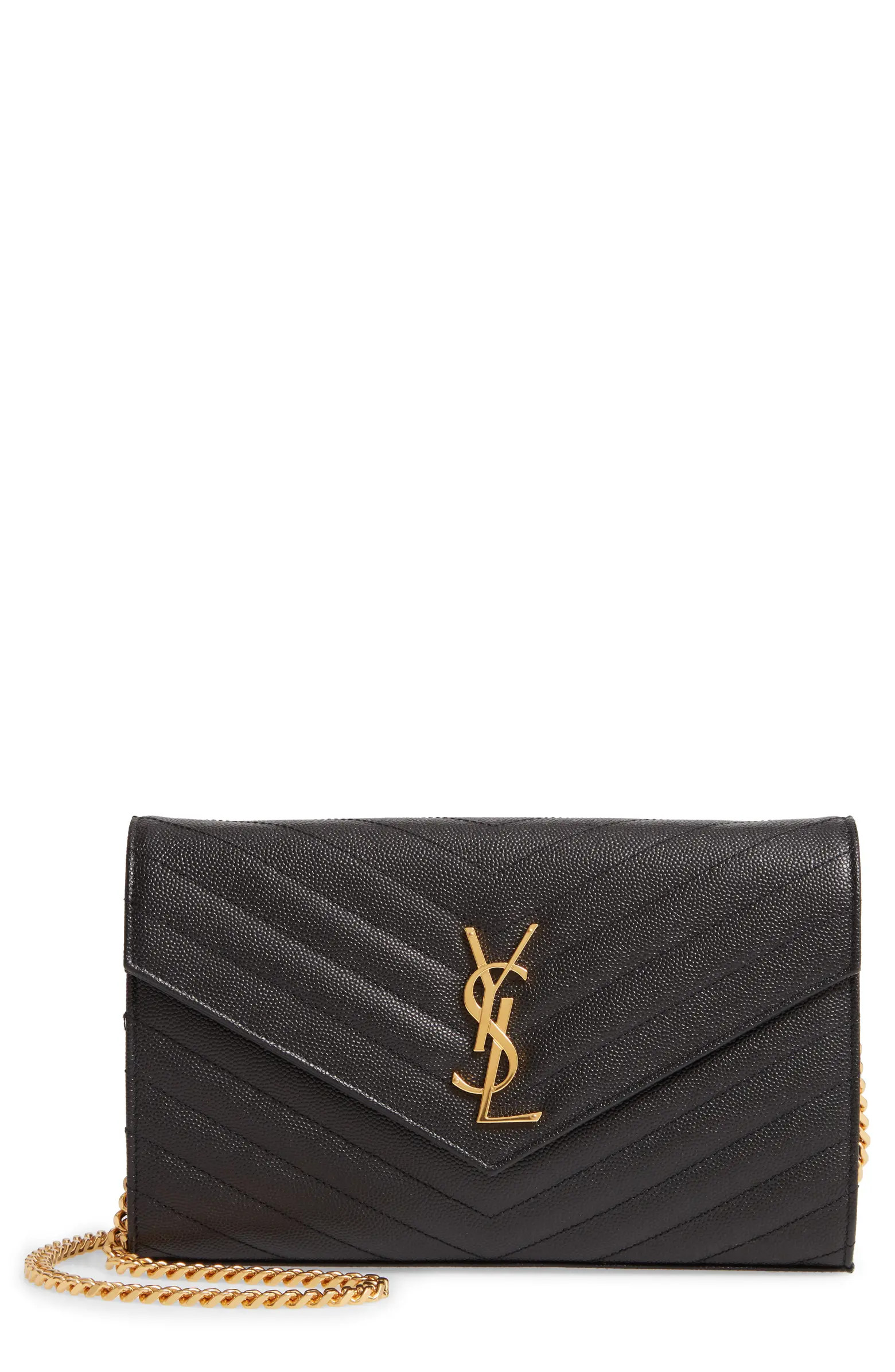Saint Laurent Large Monogram Quilted Leather Wallet on a Chain | Nordstrom | Nordstrom