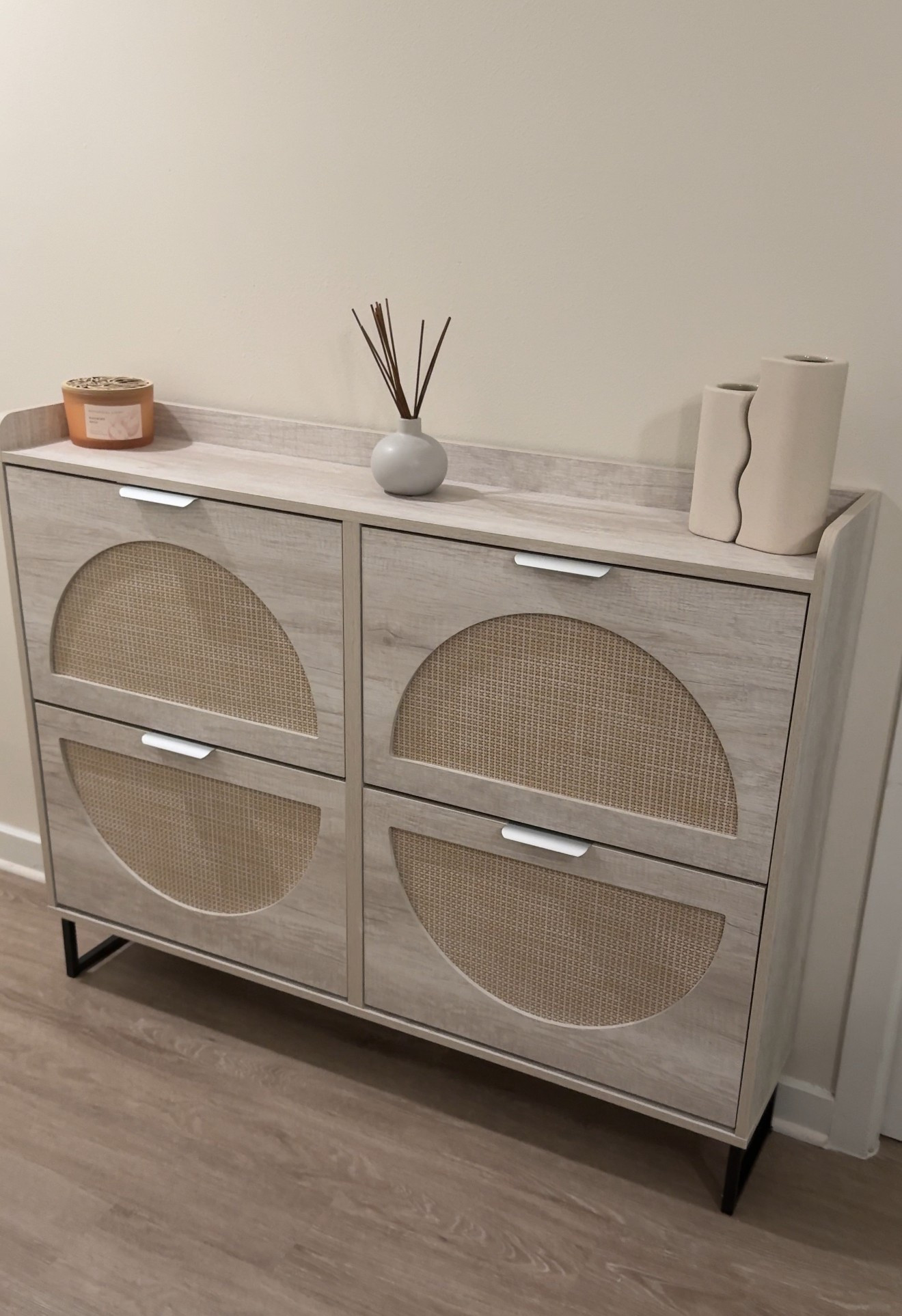 Shoe cabinet entryway table 