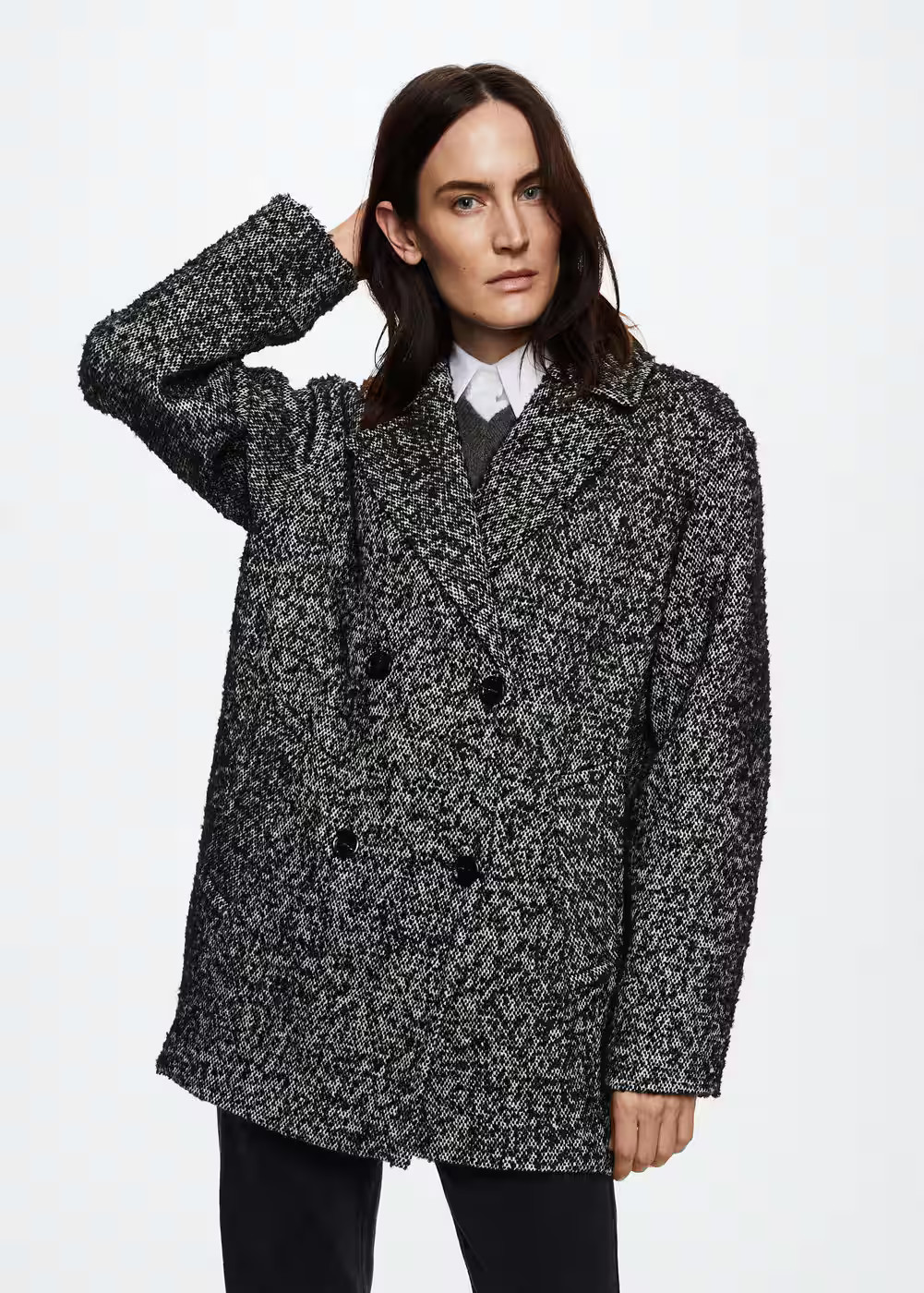 Manteau jaspé texturé -  Femme | Mango Belgique | Mango BE
