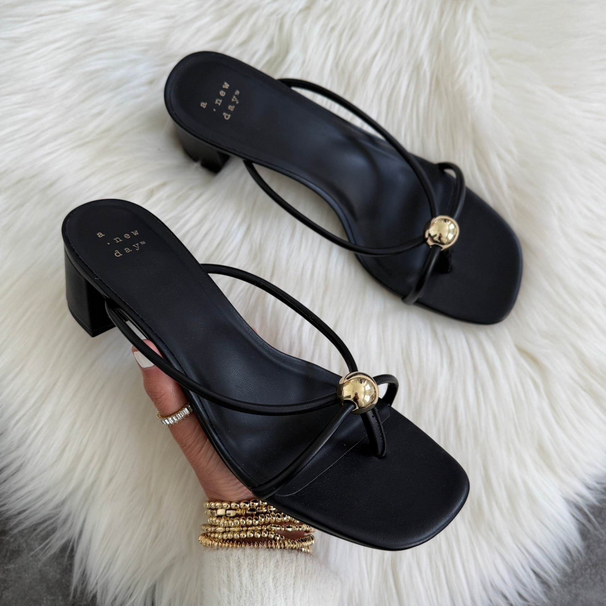 Target Women’s Pia Ornamented Thong Slide Heels A New Day in Black runs true to size