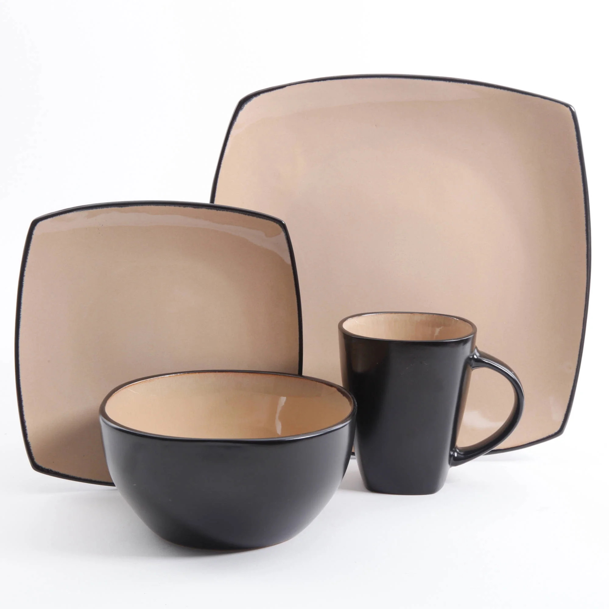 Gibson Home Soho Lounge Square Stoneware 16-Pieces Dinnerware Set - Walmart.com | Walmart (US)