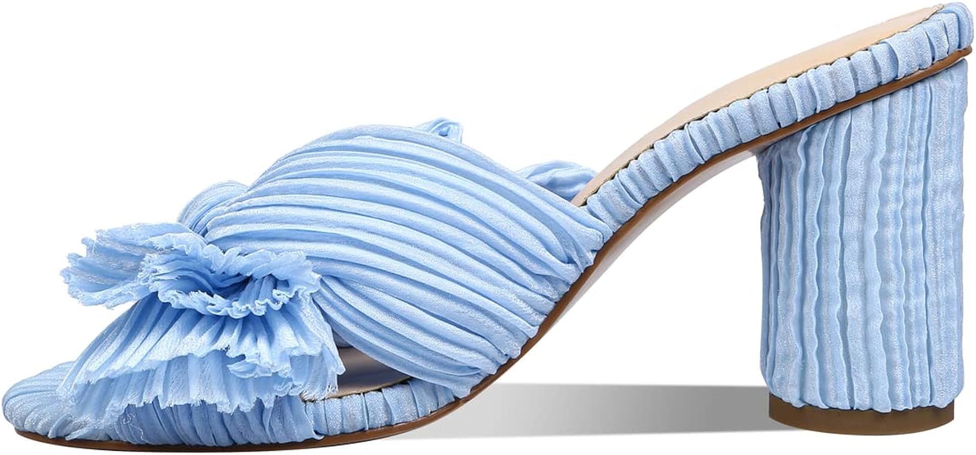 MICIFA Women's Bow Heeled Sandals Slip On Open Toe Block Chunky Heel Sandals Bride Wedding Dress ... | Amazon (US)