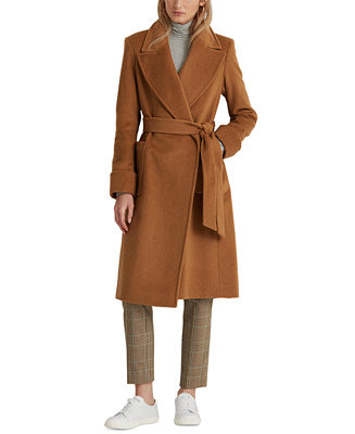 Women's Wool Blend Belted Wrap Coat | Macy's