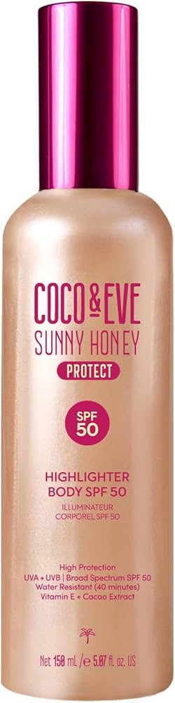 Coco & Eve Body Highlighter SPF 50 – Shimmer Sunscreen, Broad Spectrum Sun Protection, Lightwei... | Amazon (US)
