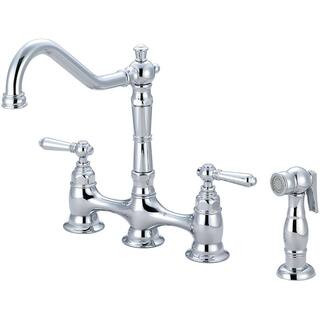 Pioneer Faucets Americana 2-Handle Bridge Kitchen Faucet with Side Sprayer in Polished Chrome-2AM... | The Home Depot