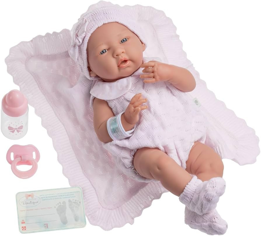 Real Girl Baby Doll 15" | Anatomically Correct | JC Toys - La Newborn | Made in Spain | Pink Knit... | Amazon (US)