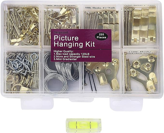 Picture Hangers, Picture Hanging Kit, 225pcs Heavy Duty Frame Hooks Hardware with Nails, Hanging ... | Amazon (US)