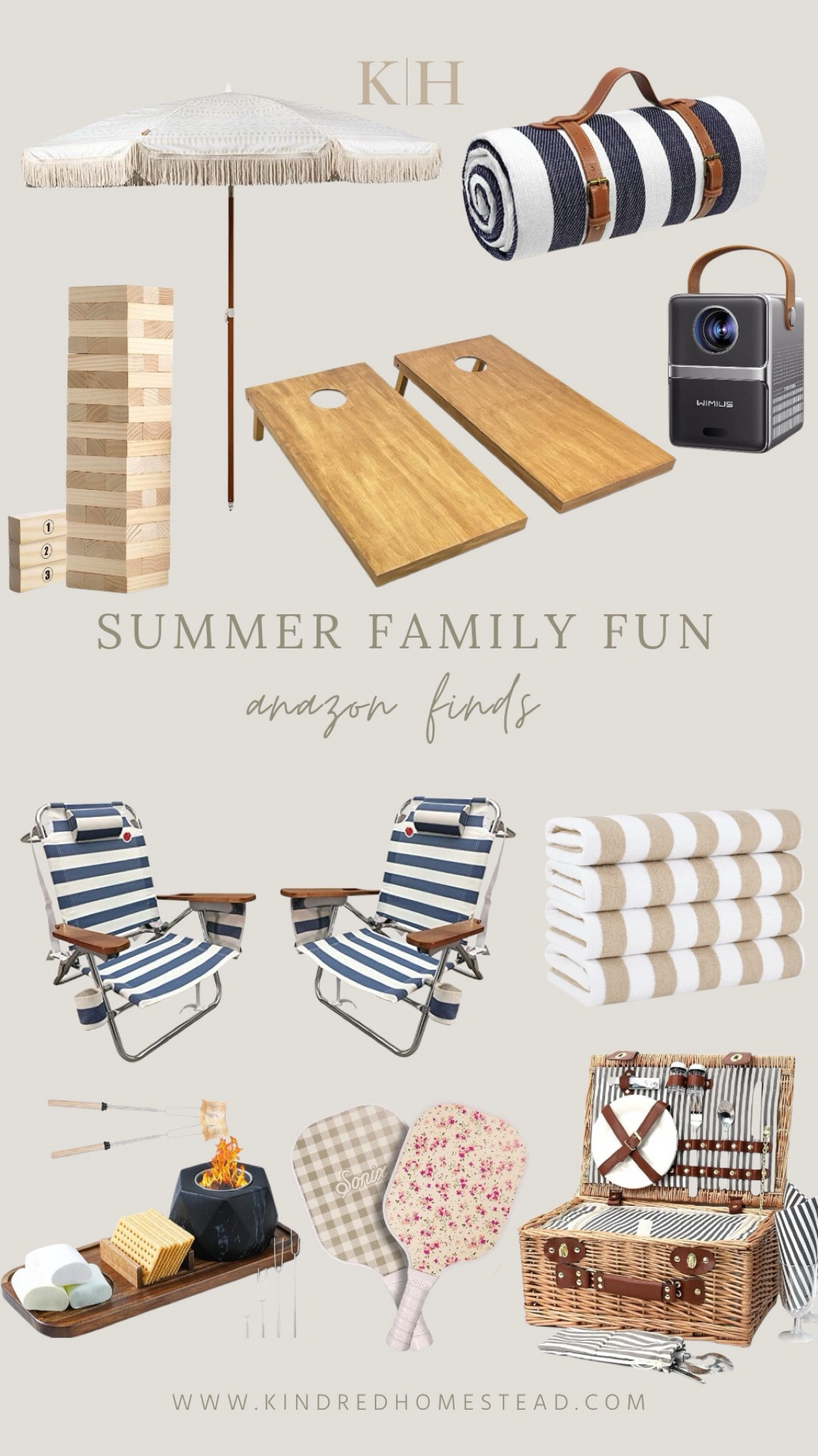 Amazon summer family fun finds for outdoor living and playing including games like bean bags and pickle ball and outdoor accessories like beach chairs and umbrellas and beach towels!

#LTKHome #LTKSeasonal
