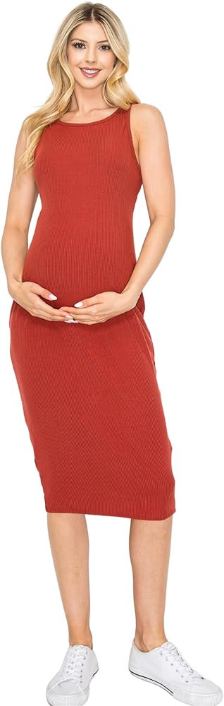 My Bump Women's Tank Ribbed Casual Comportable Maternity Pregnancy Dress | Amazon (US)