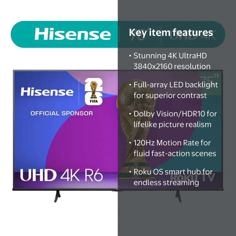 Hisense 75R6E3 75 inch 4K (2160P) Smart LED TV | Walmart (US)