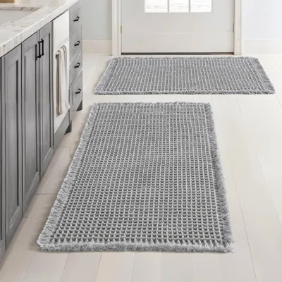 2 Waffle Bathroom Rugs, Boho Bath Rugs Non Slip Washable, Super Absorbent Bath Mats, Ultra Soft Rubber Backed Shower Mats For Bathroom Floor, Tub And | Wayfair North America