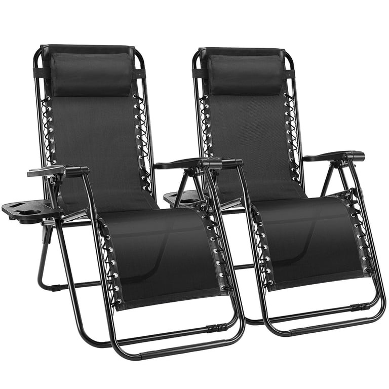 EDX Zero Gravity Chair Outdoor Lounge Chair，Suitable for Beach Terrace Pool Patio, Black 2-Pack | Walmart (US)