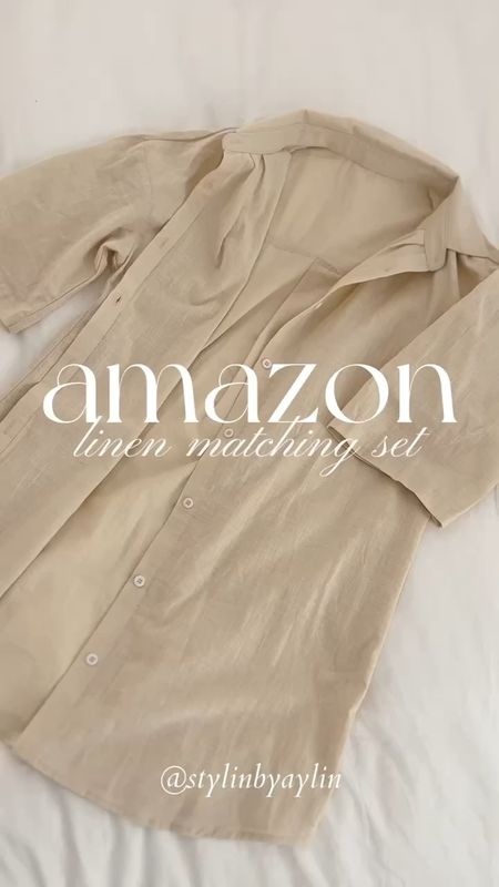 Amazon linen matching set, I’m just shy of 5’7 wearing the size S #StylinbyAylin #Aylin 

#LTKStyleTip #LTKFindsUnder50