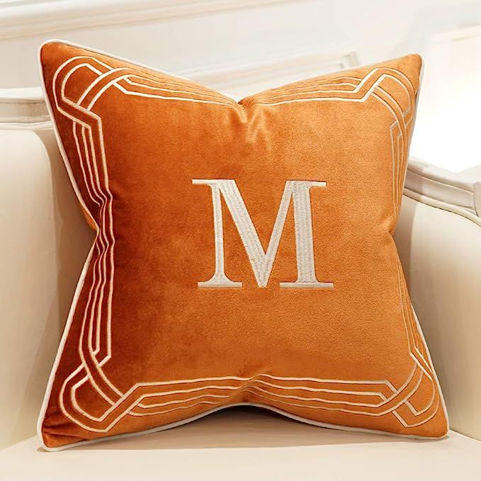 Avigers Luxury Velvet Soft Letter M Decorative Square Throw Pillow Covers Cushion Cases Pillowcas... | Amazon (US)