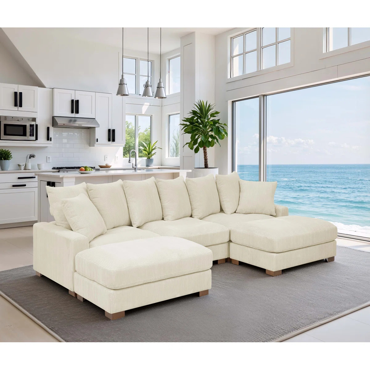 Arzuaga 89" Wide Reversible Modular Corner Sectional with Ottoman | Wayfair North America